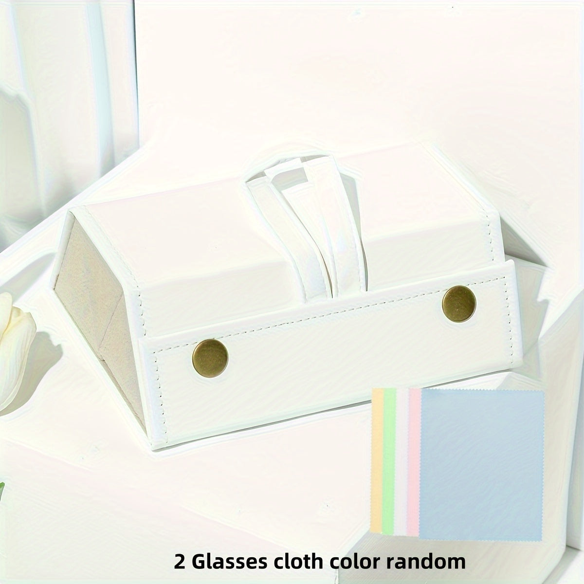 3 juft ko'zoynak uchun himoya qopqog'i, ayollar uchun mustahkam sayohat qopqog'i, 2 ta tasodifiy rangdagi tozalash matosi bilan birga