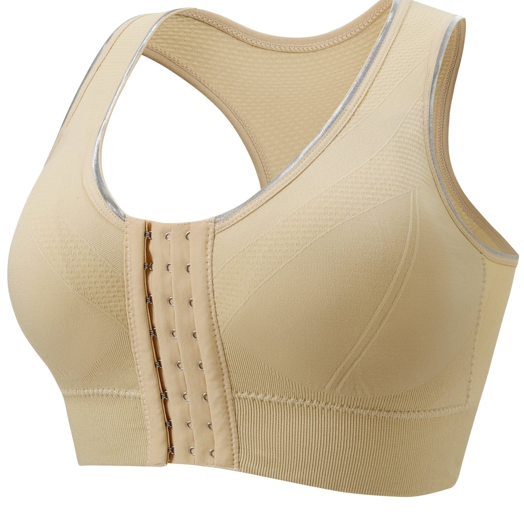 Plus Size Sports Bra Wire-Free Front Closure Breathable Yoga-Ready