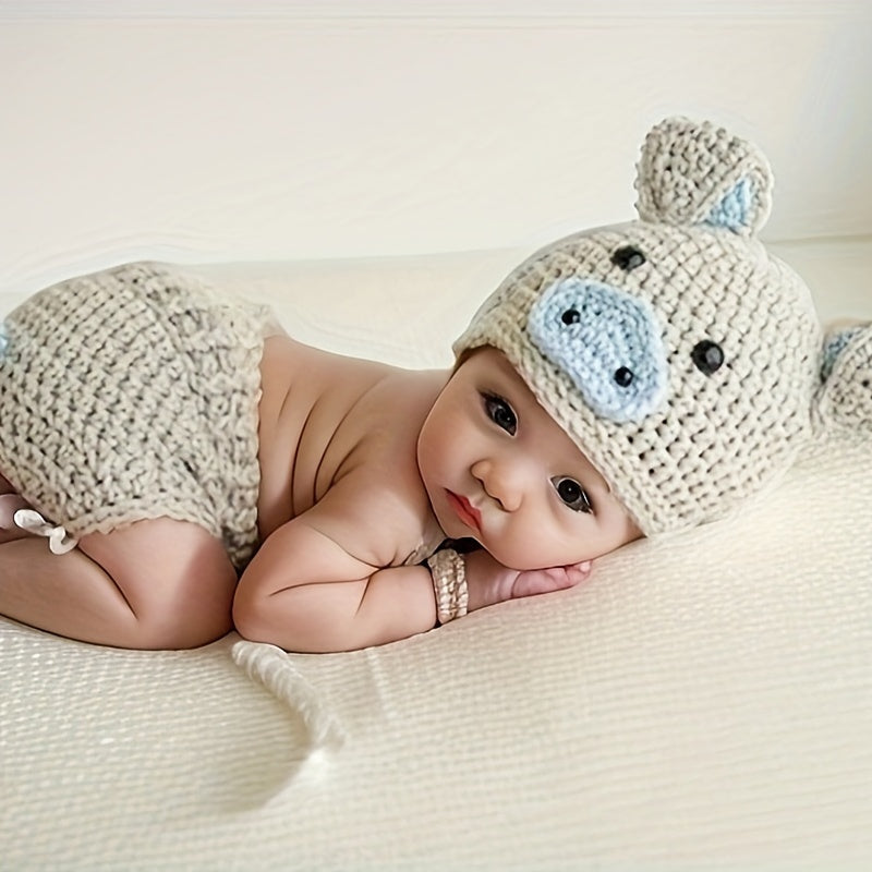 Infant Baby Photography Props Pigs Hat and Shorts 2-Piece Set