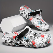 Men's Color Block Hollow Out Chunky Clogs with Non Slip Soft Sole and Anti Odor EVA