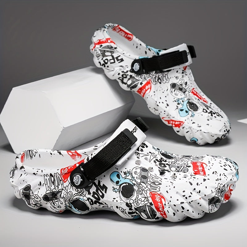 Men's Color Block Hollow Out Chunky Clogs with Non Slip Soft Sole and Anti Odor EVA