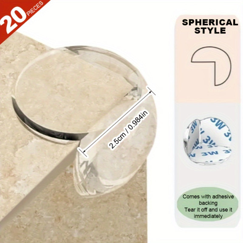 20 Pieces Corner Protectors Spherical and L-Shaped for Furniture Edges