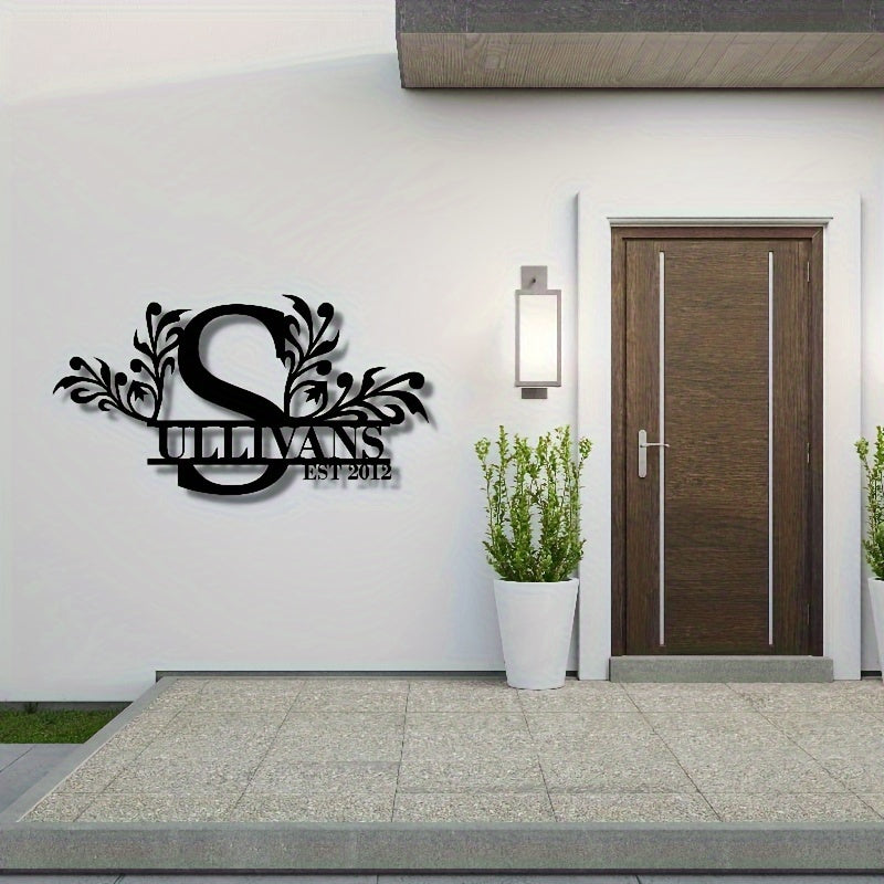 Personalized Metal Family Name Sign Custom Last Name and Date Outdoor Door Hanger