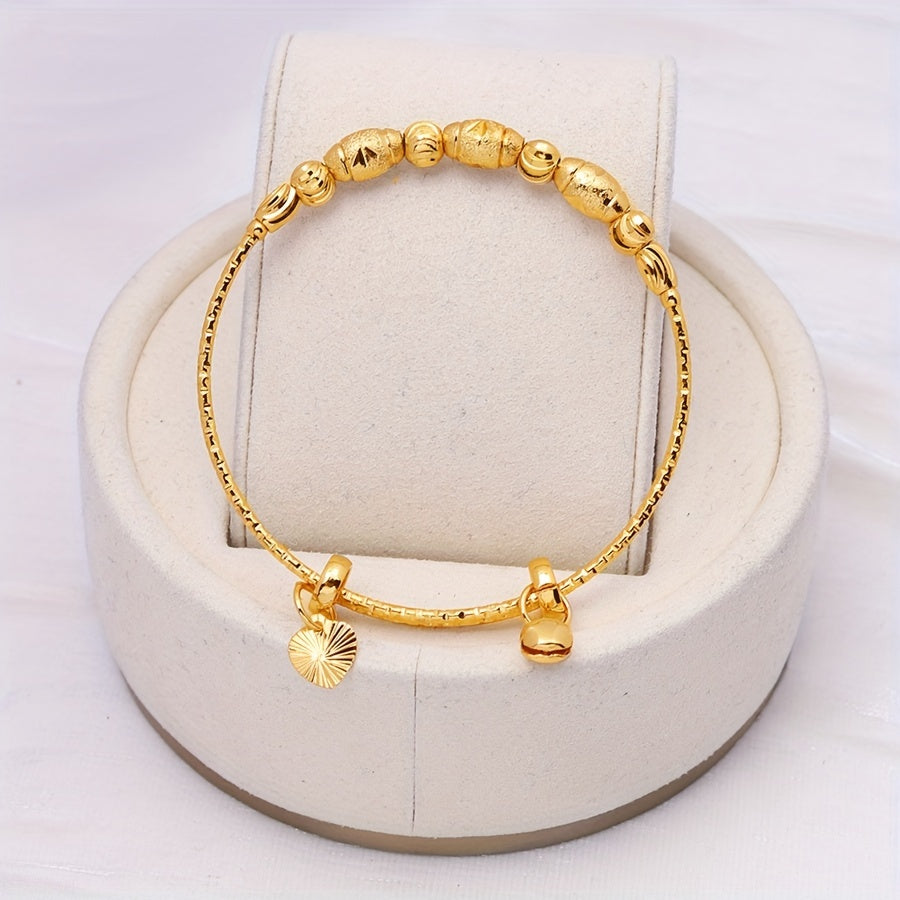 2 ta sozlanadigan bangle to'plami, 24k oltin qoplamali, marjonlar bilan, an'anaviy O'rta Sharq dizayni, ayollar uchun to'y zargarlik buyumlari uchun mukammal