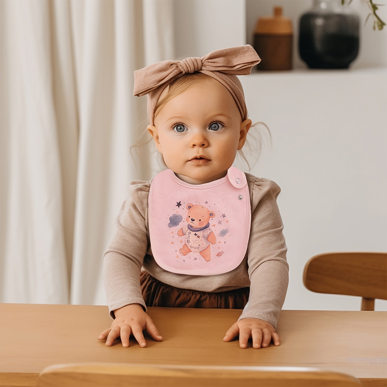 Juego de 6 baberos impermeables para niños con estampados de dibujos animados, ajustables y reutilizables