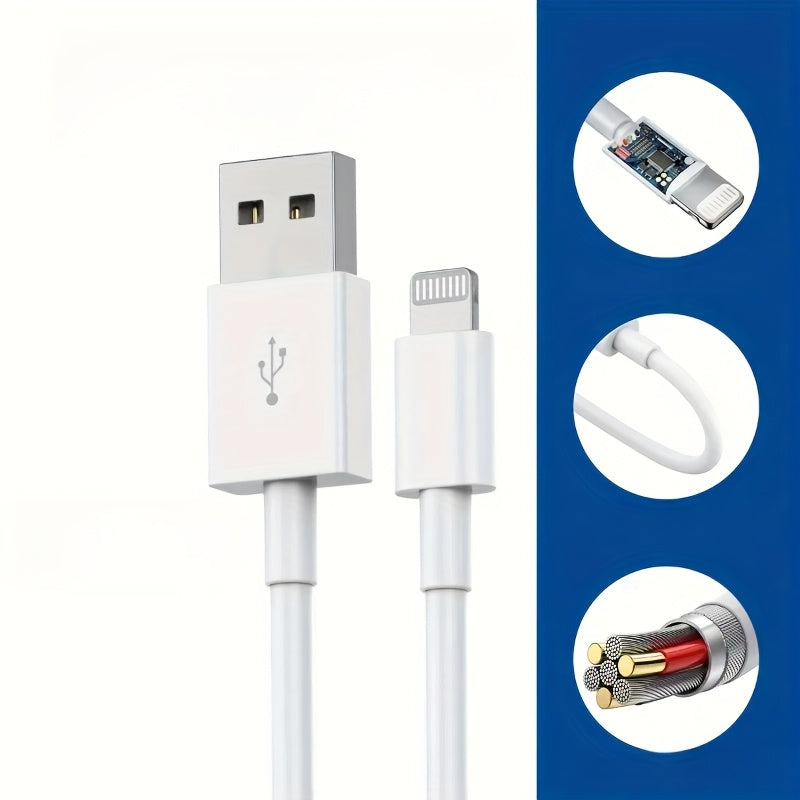 USB A to Lightning Data Cable 100.58cm White Fast Charging for iPhone iPad