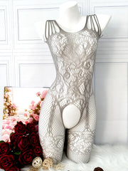 Women's Fishnet and Jacquard Bodystocking for Valentine's Day or Wedding Night