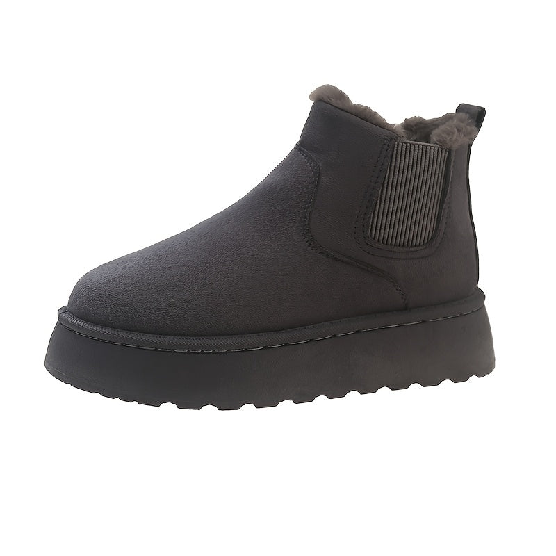 Women's Winter Snow Boots Mid-Calf Waterproof Rubber Sole Black