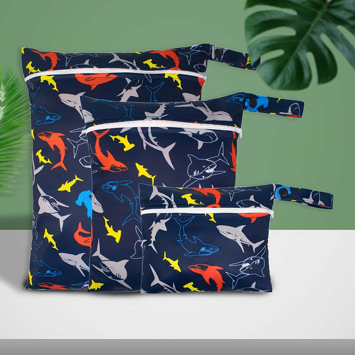 Set of 3 Reusable Washable Diaper Bags Polyester Travel Beach Pool Daycare Gym