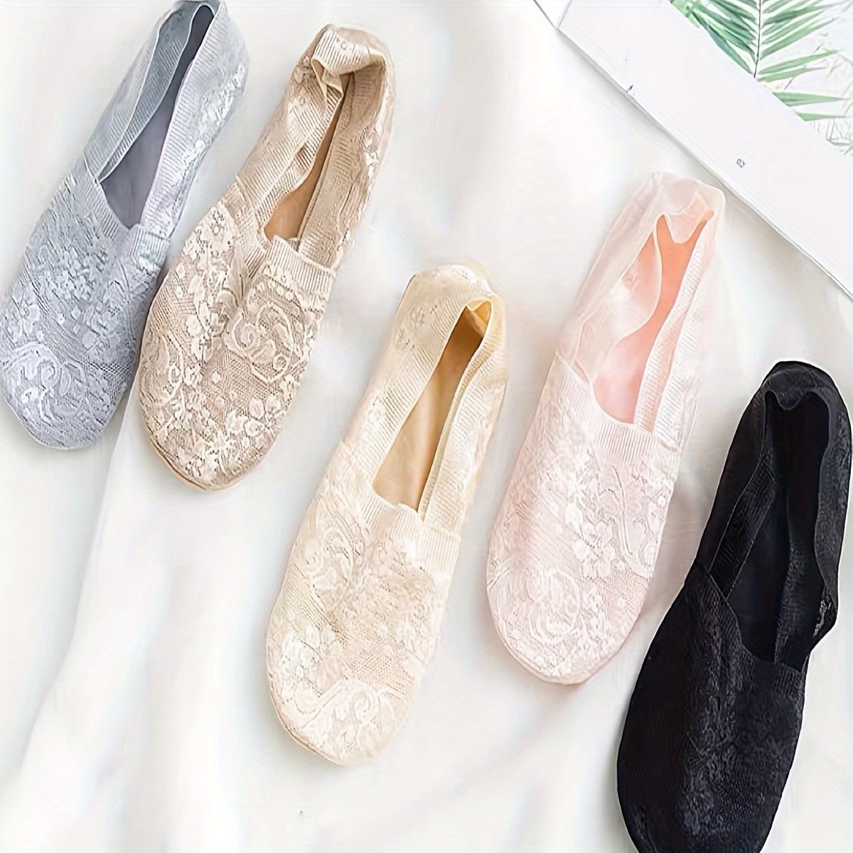 Women’s Lace Invisible Socks Low Cut Breathable 5 Pairs