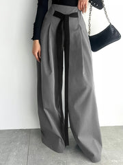 Adult Solid Color Wide Leg Suit with Lace-Up Detail in Polyester