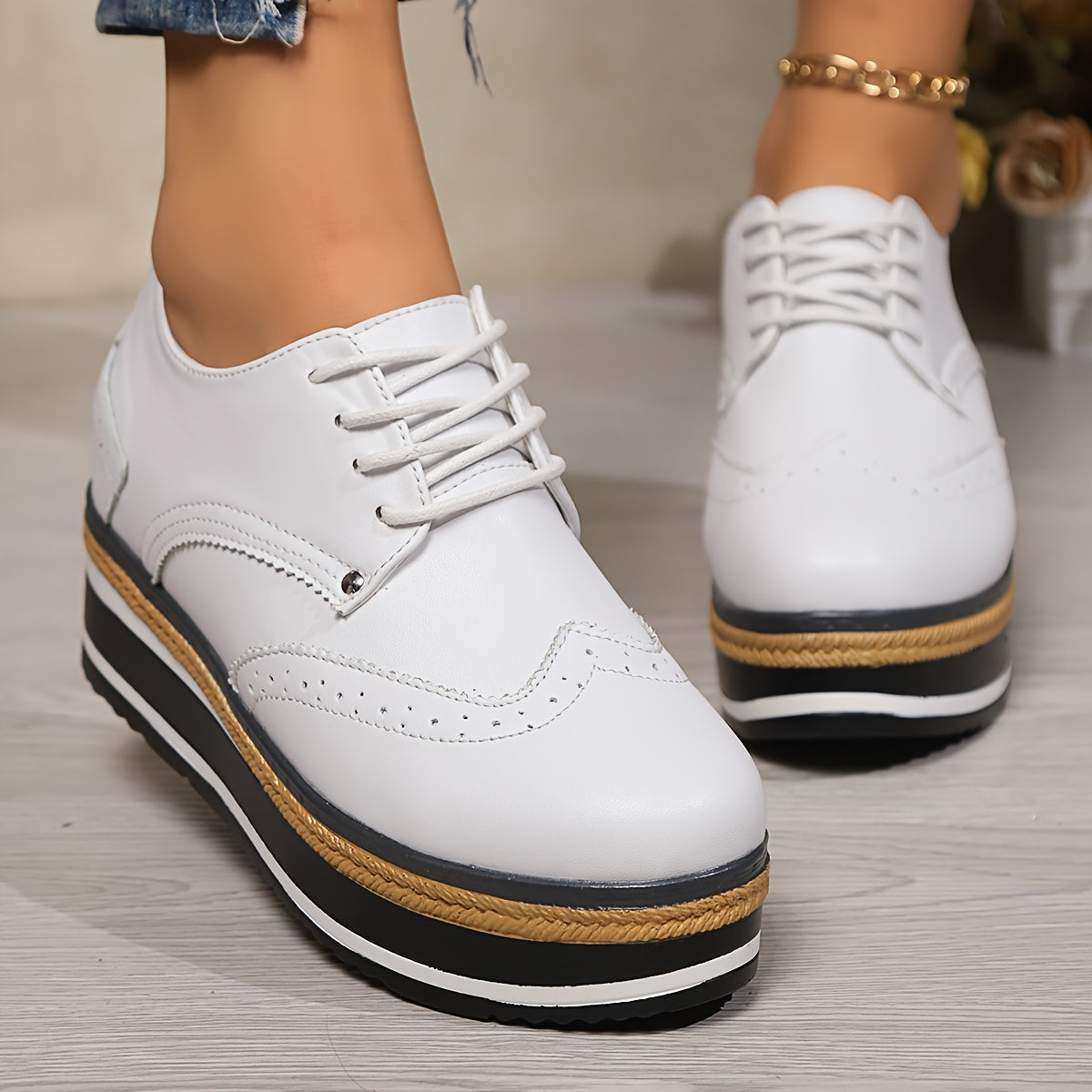 Women's Wedge Loafers Leather Comfortable Elegant Shoes