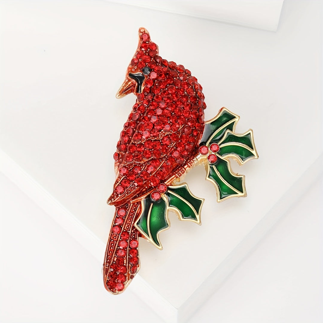 Alloy Cardinal Bird Brooch Hayvon shaklidagi pin Zamonaviy kiyim-kechak va palto aksessuari