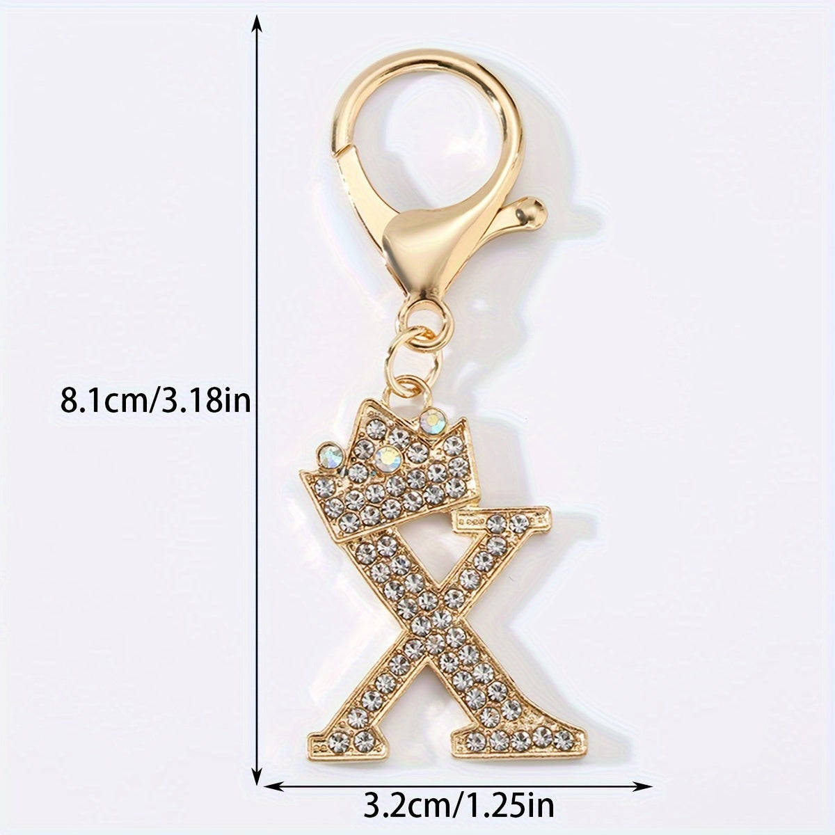 Men's Zinc Alloy Keychain with Artificial Diamond Crown and Letter Charms
