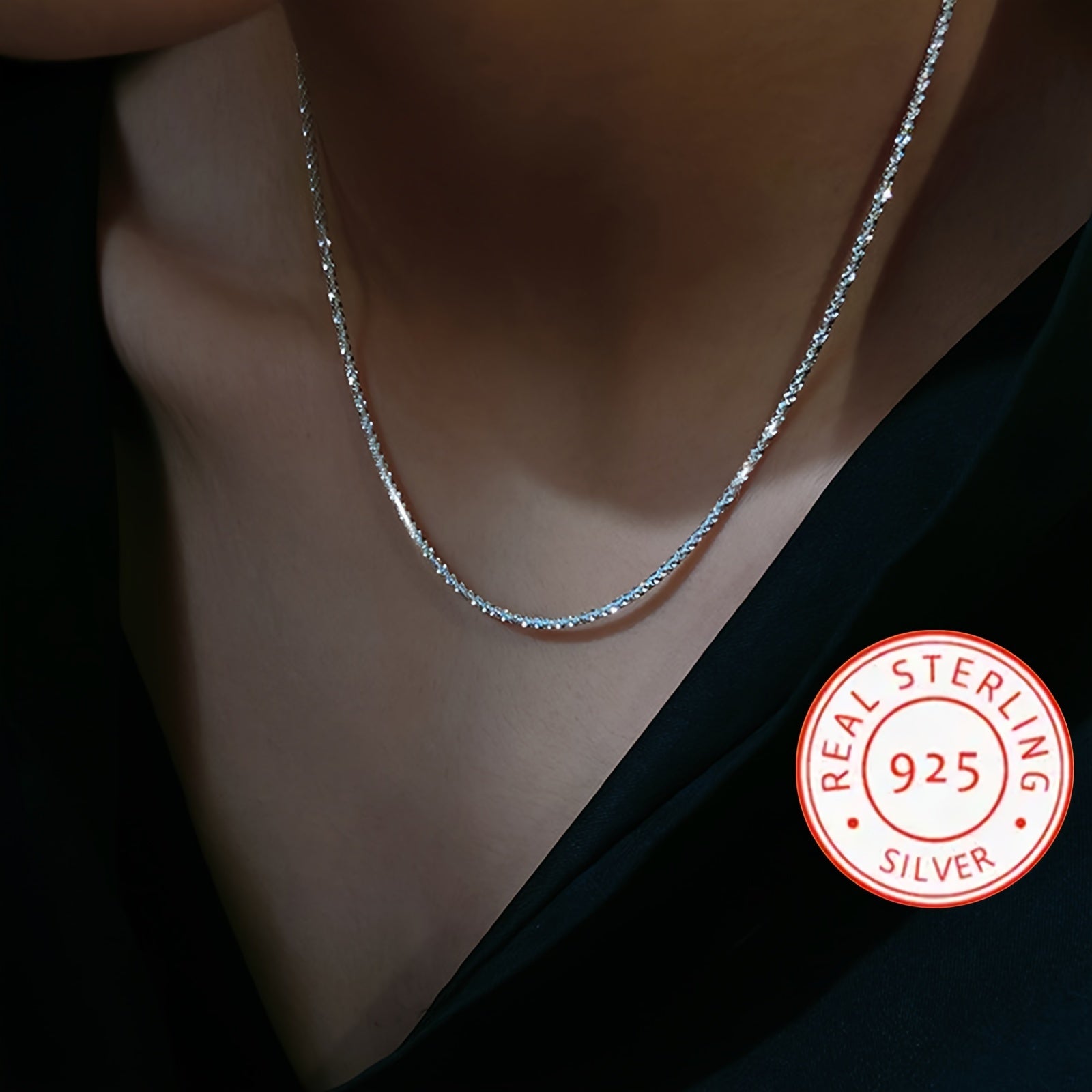 Sterling Silver Necklace Sparkle Jewelry for Weddings and Parties Lightweight Glamorous Design