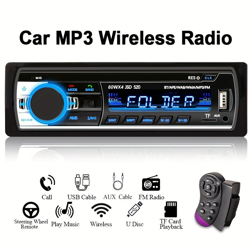 Universal Car Radio MP3 Player Wireless FM USB Aux 4 Inch Color Display Voice Navigation