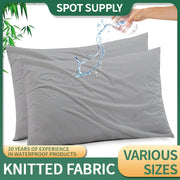 Gray Waterproof Knit Pillowcase Soft Breathable Stain-Resistant Machine Washable