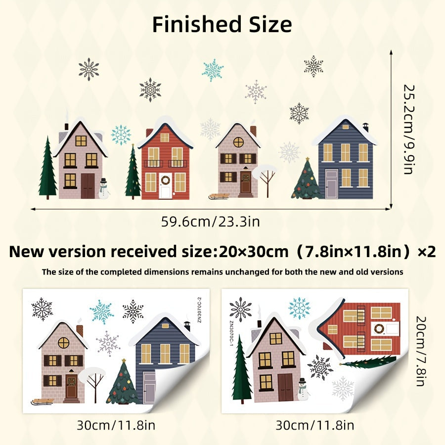 Rojdestvo oynasi yopishtiradigan suv bo'yash uyi qor qafasi dizayni o'z-o'zidan yopishadigan ajraladigan PVC