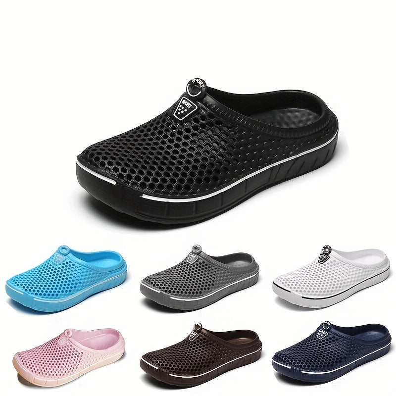 Women's Solid Color Flat Clogs Slide-On Non-Slip Outdoor Casual Shoes