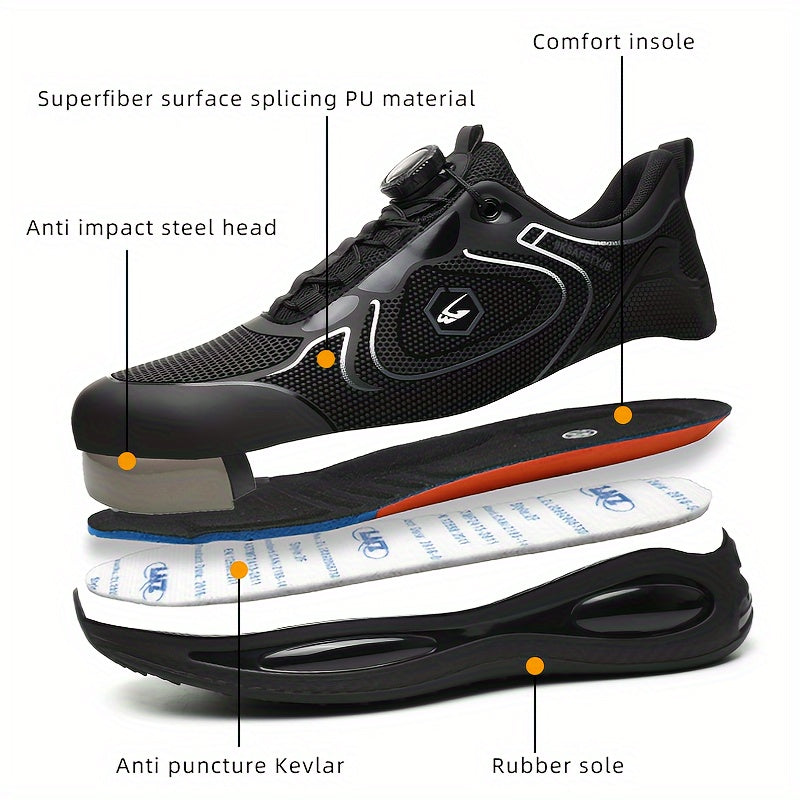 Мужские безопасные кроссовки из дышащей сетки, EVA подошва, низкий топ, рабочие обувь против ударов, прокалывания и устойчивые к пробитию
