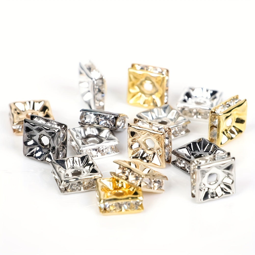 Pulsera de rueda espaciadora con diamantes y anillo de taladro cuadrado hechos a mano con diamantes de 6/8 mm