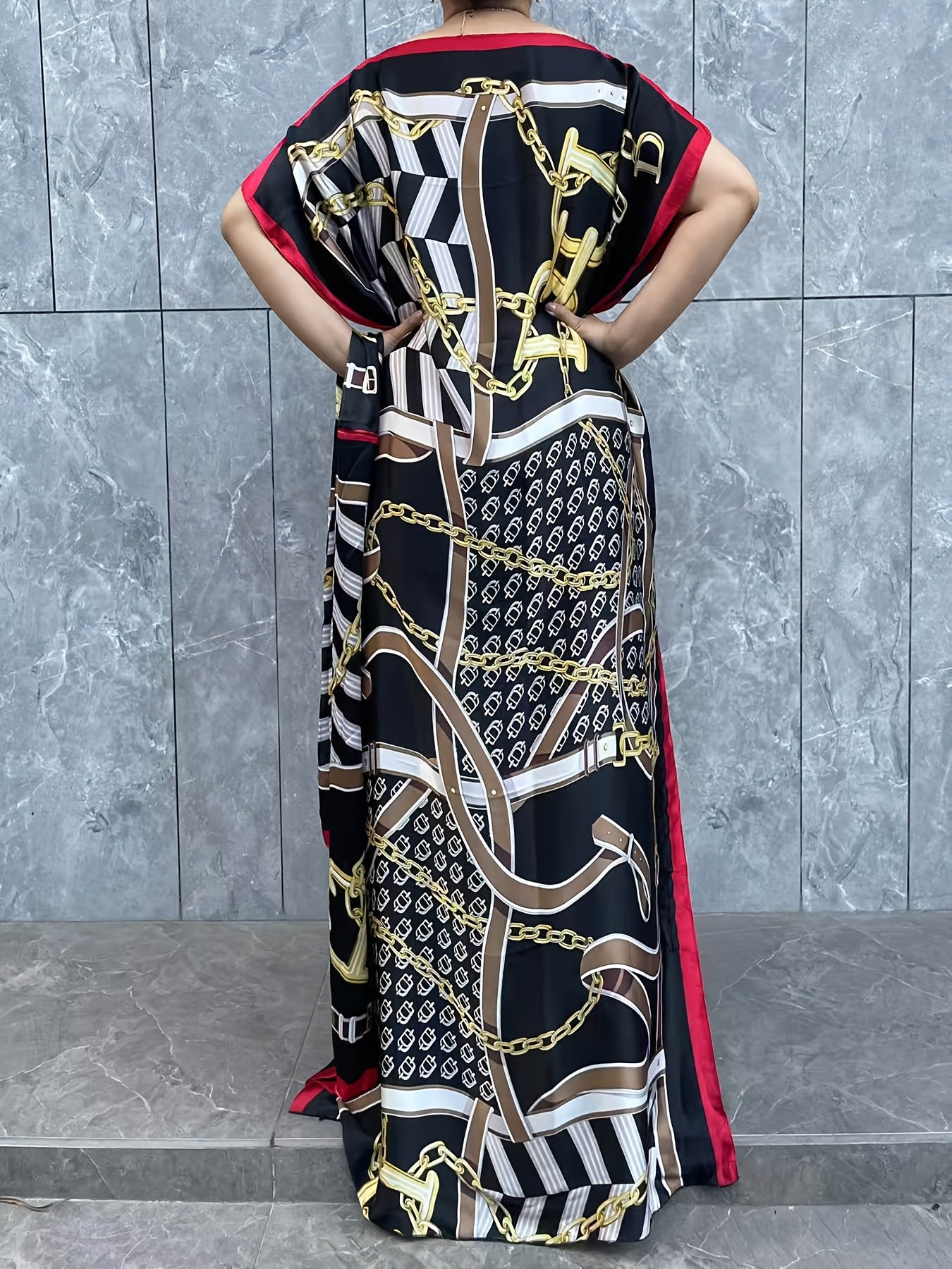 Платье большого размера для женщин с цветочным принтом и длинным кроем с шарфом, черное и белое, летняя вечеринка