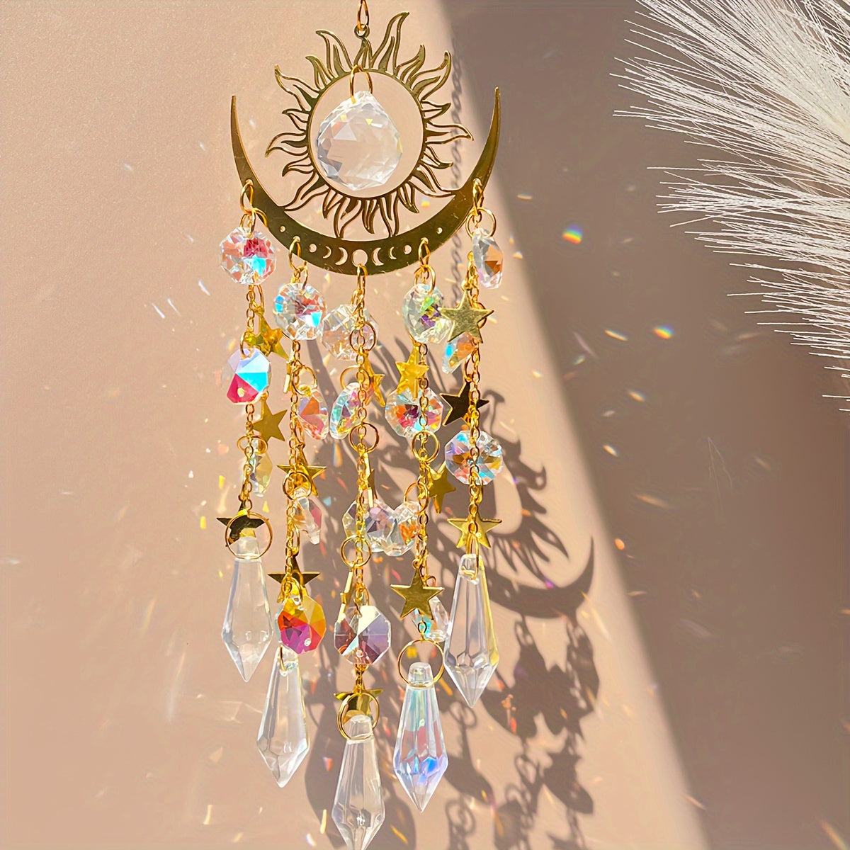 Cortina de cristal bohemio con colgante de prisma arcoíris para decoración de ventanas 1 pieza