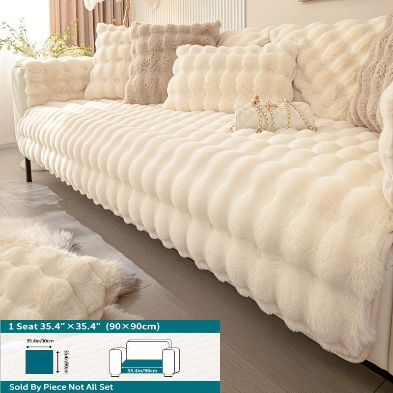 Winter Plush Sofa Cover Anti-Slip Dustproof Slipcover for Couch Living Room Bedroom