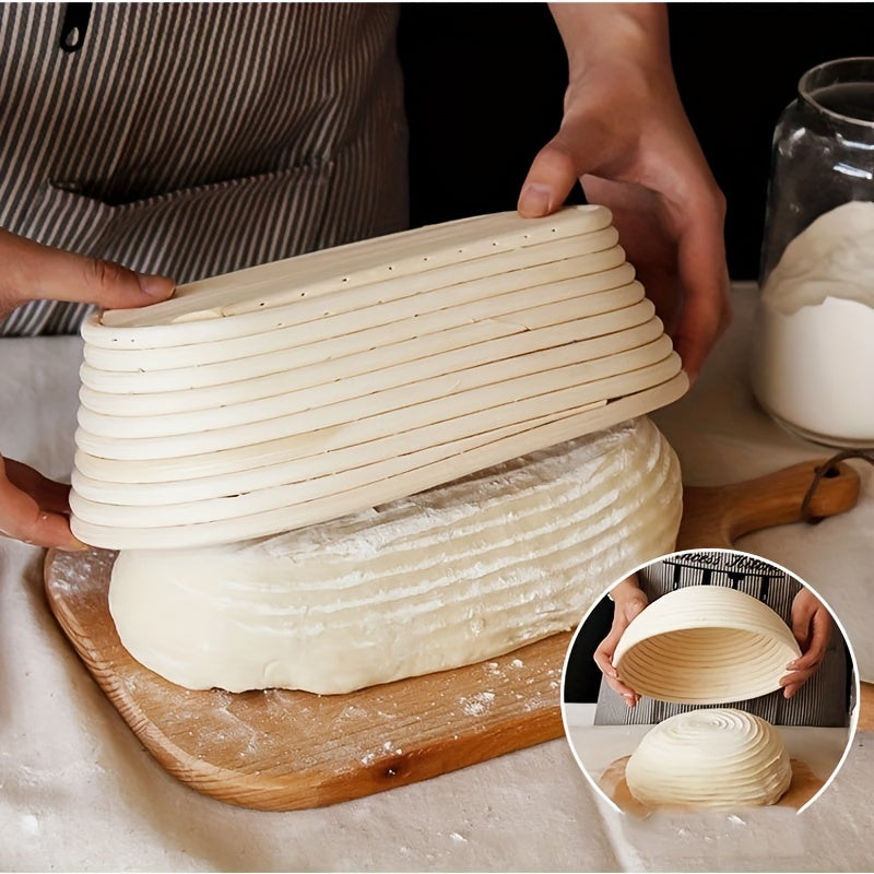 Rattan Bread Proofing Basket with Liner Cloth for Sourdough Dough Fermentation