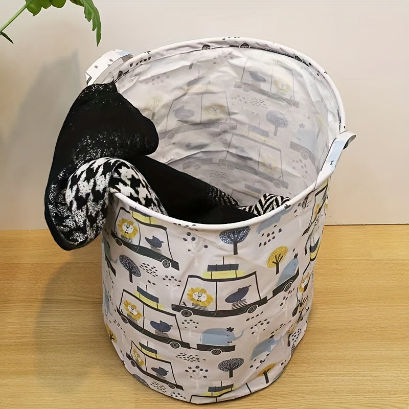 White Polyester Toy Storage Basket for Laundry and Organization