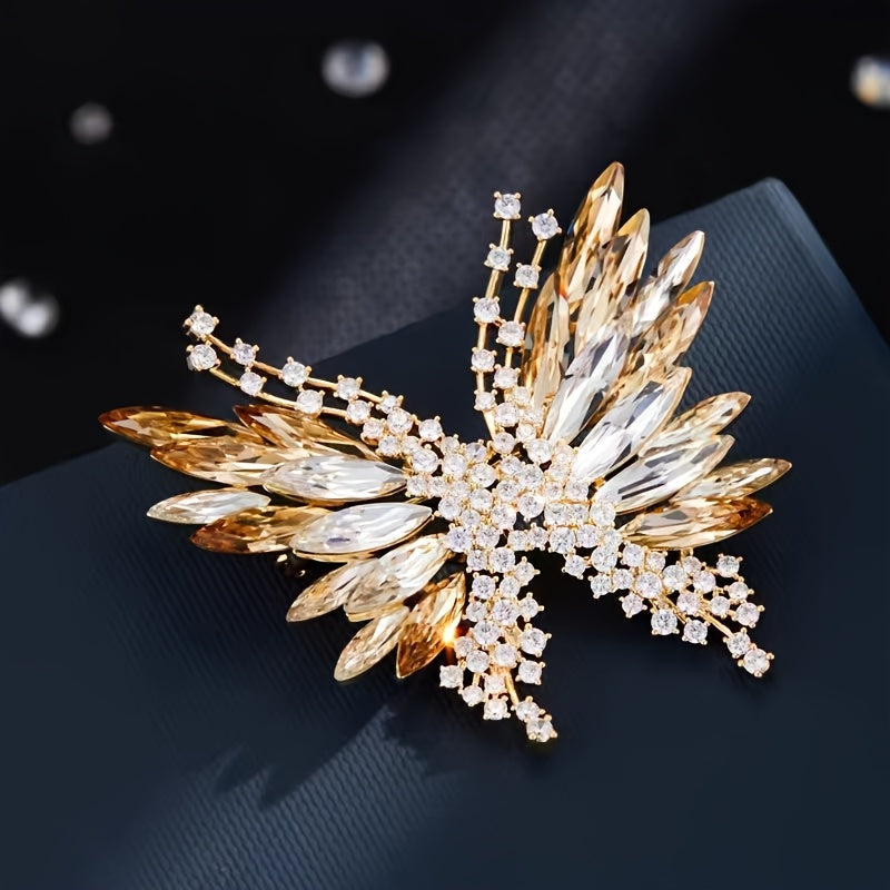 Gradient Crystal Butterfly Brooch for Women 3D Rhinestone Lapel Pin Gift