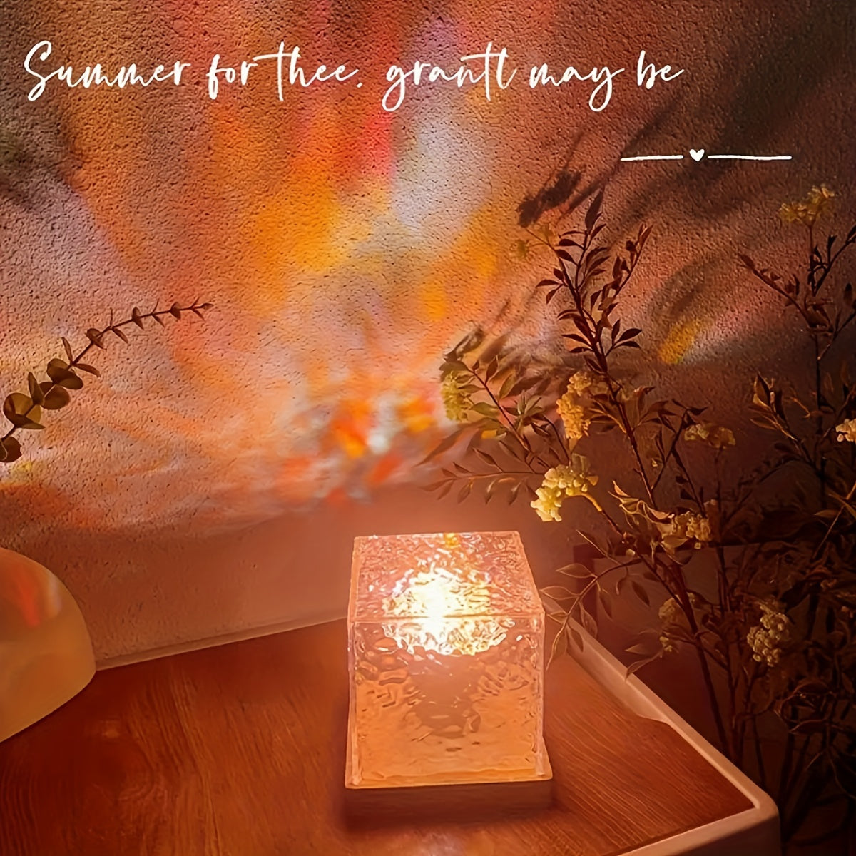 Crystal Lamp with RGB Aurora Light Projector Remote Control USB Powered for Ambiance