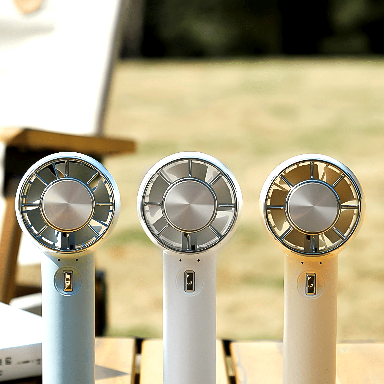 Portable Handheld Cooling Fan with Ice Compress USB Rechargeable Wearable for Indoor Outdoor Use