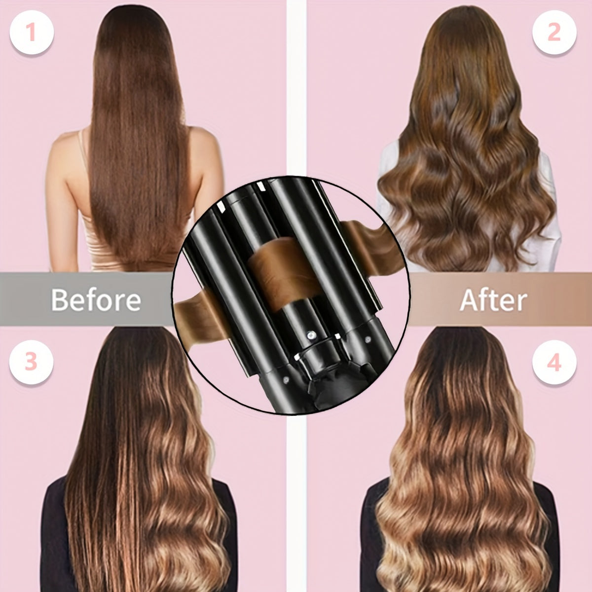 Qora raqamli displeyli soch curling qurilmasi 25mm, ikki voltajli 220V, 75W, Type-C plagin