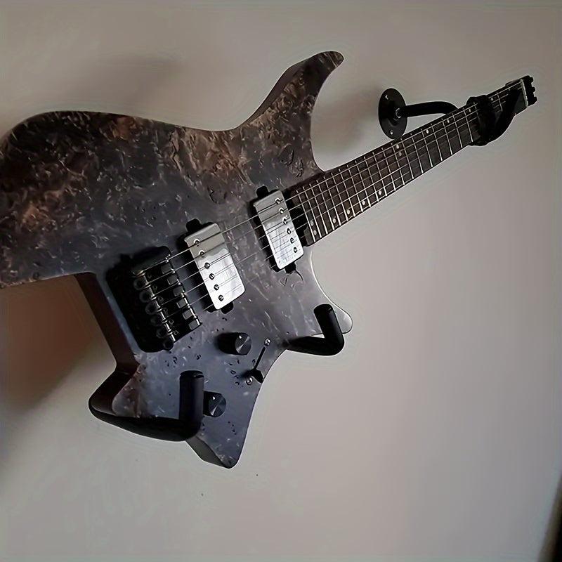 Soporte de pared para guitarra en hierro negro con ganchos seguros para guitarras y bajos