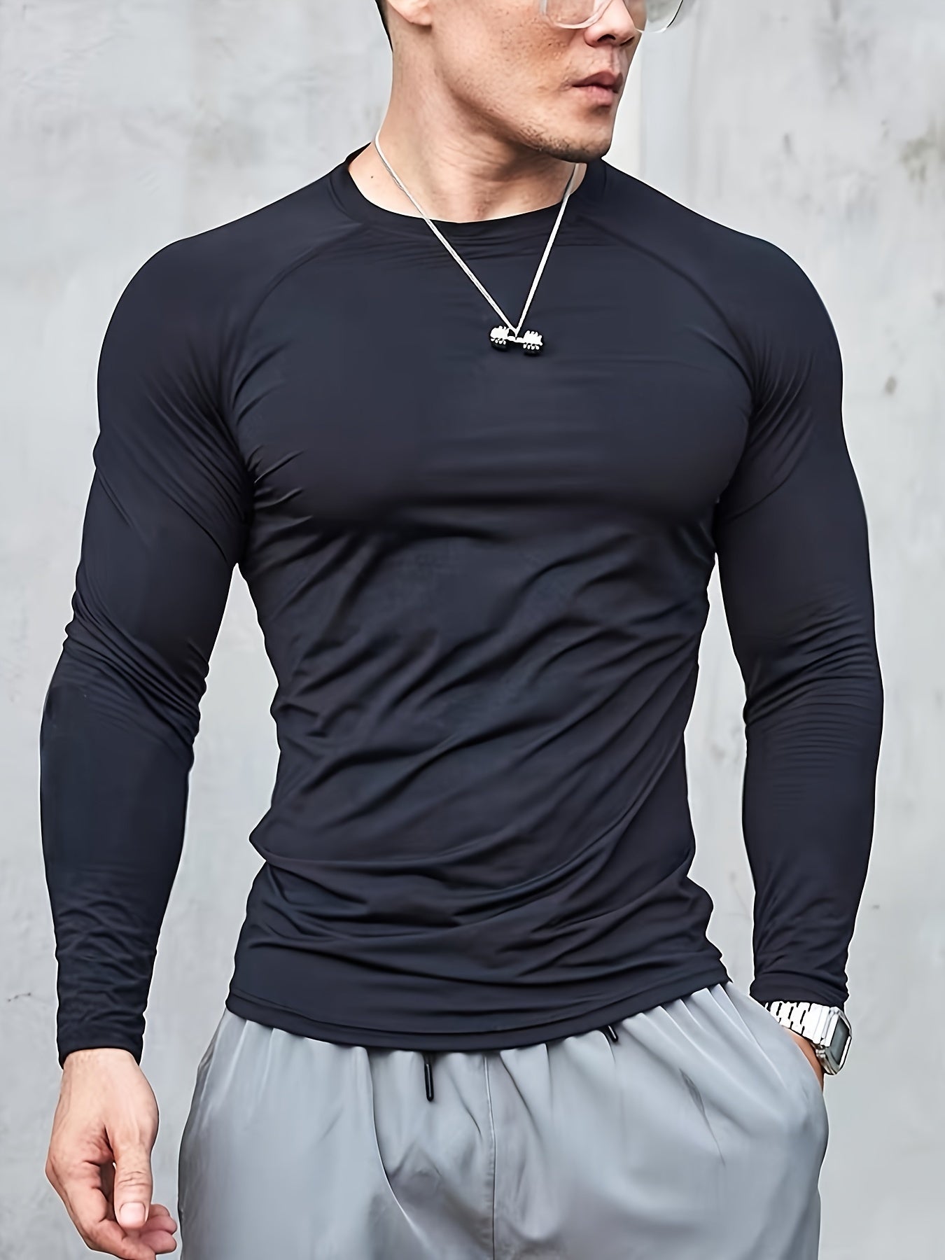 Men's Summer Long Sleeve Shapewear Slim Fit Polyester Elastane Casual