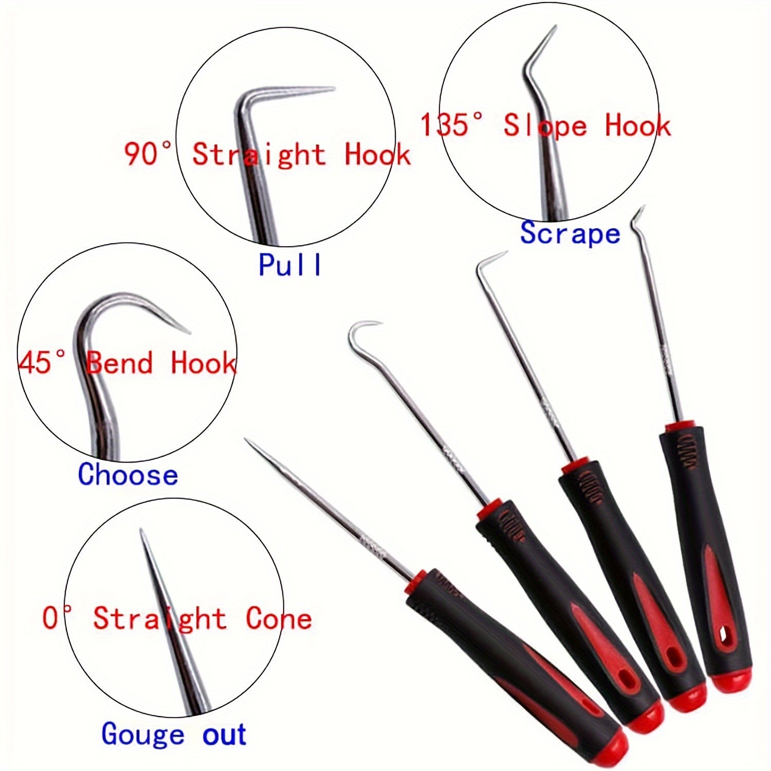 4 Pack Precision Pick and Hook Set Automotive Hand Tools for Oil Seals