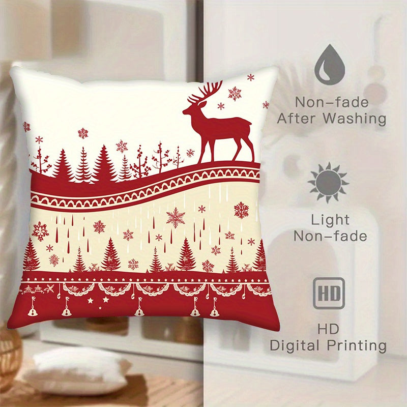 Set of 2 Festive Merry Christmas Throw Pillow Covers 45.72x45.72 Square Decorative Cushions