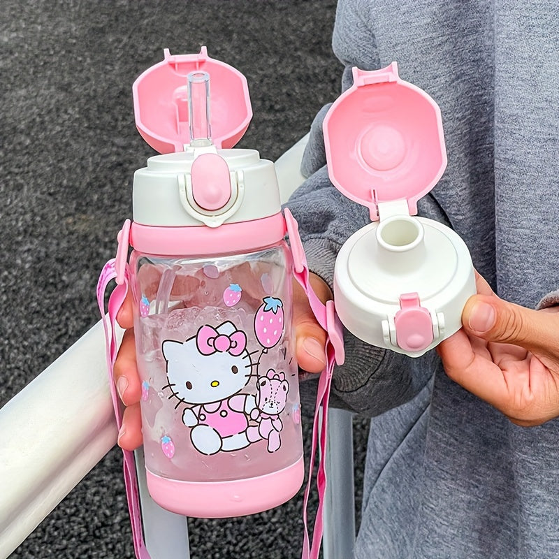 Girls Plastic Water Bottle 520ml Double-Lid Leak-Proof Heat-Resistant Purple