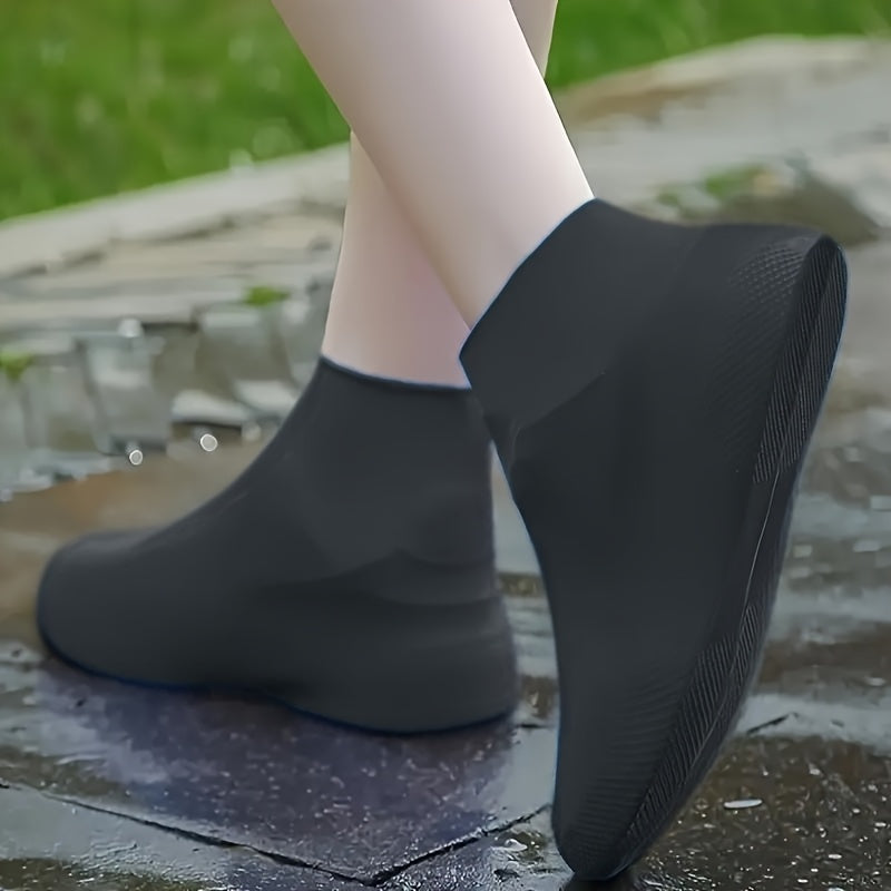 Unisex Waterproof Shoe Covers Reusable Latex Non-Slip Rain Shoes Small White