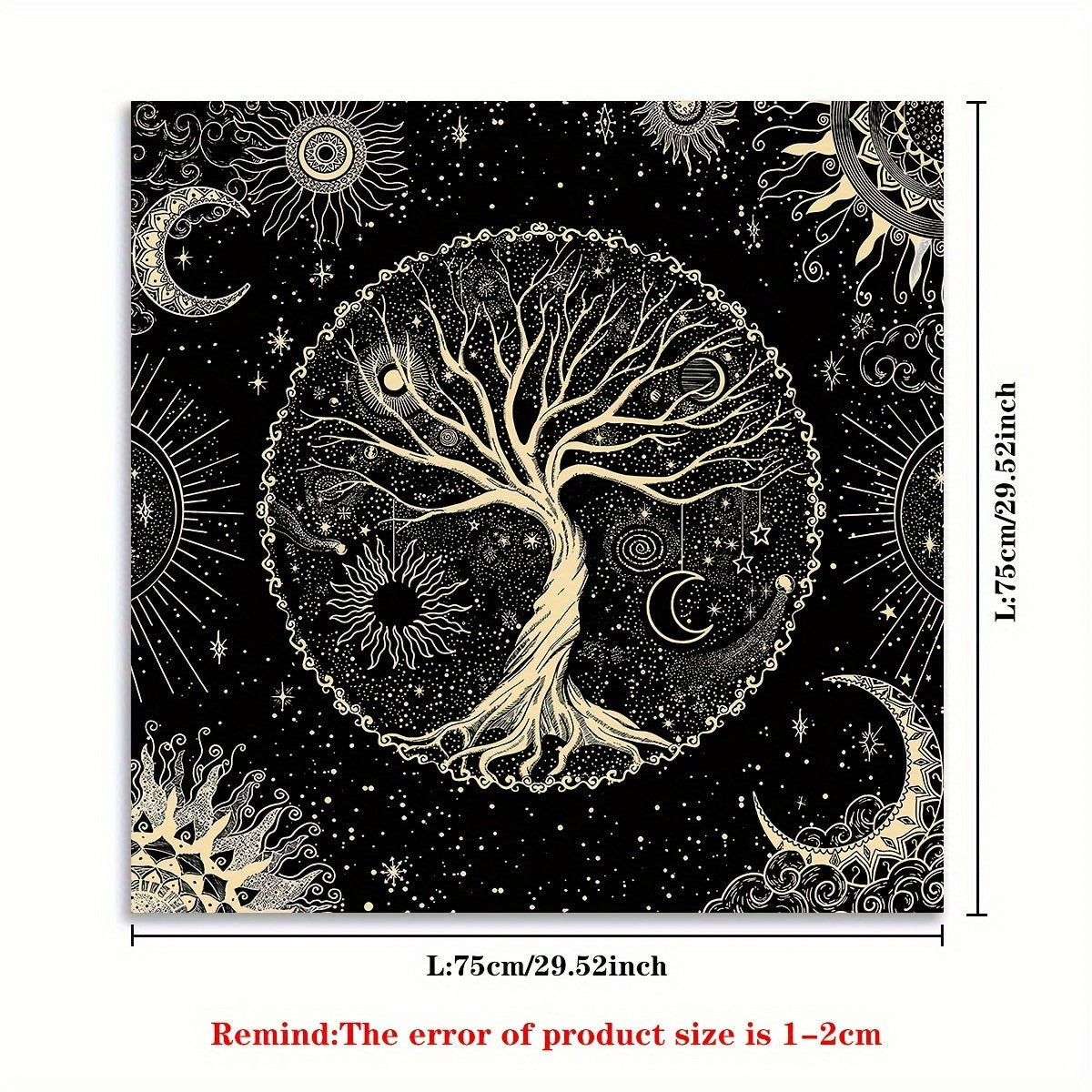 Tarot Tablecloth with Life Tree and Moon Phase Designs for Readings and Decor