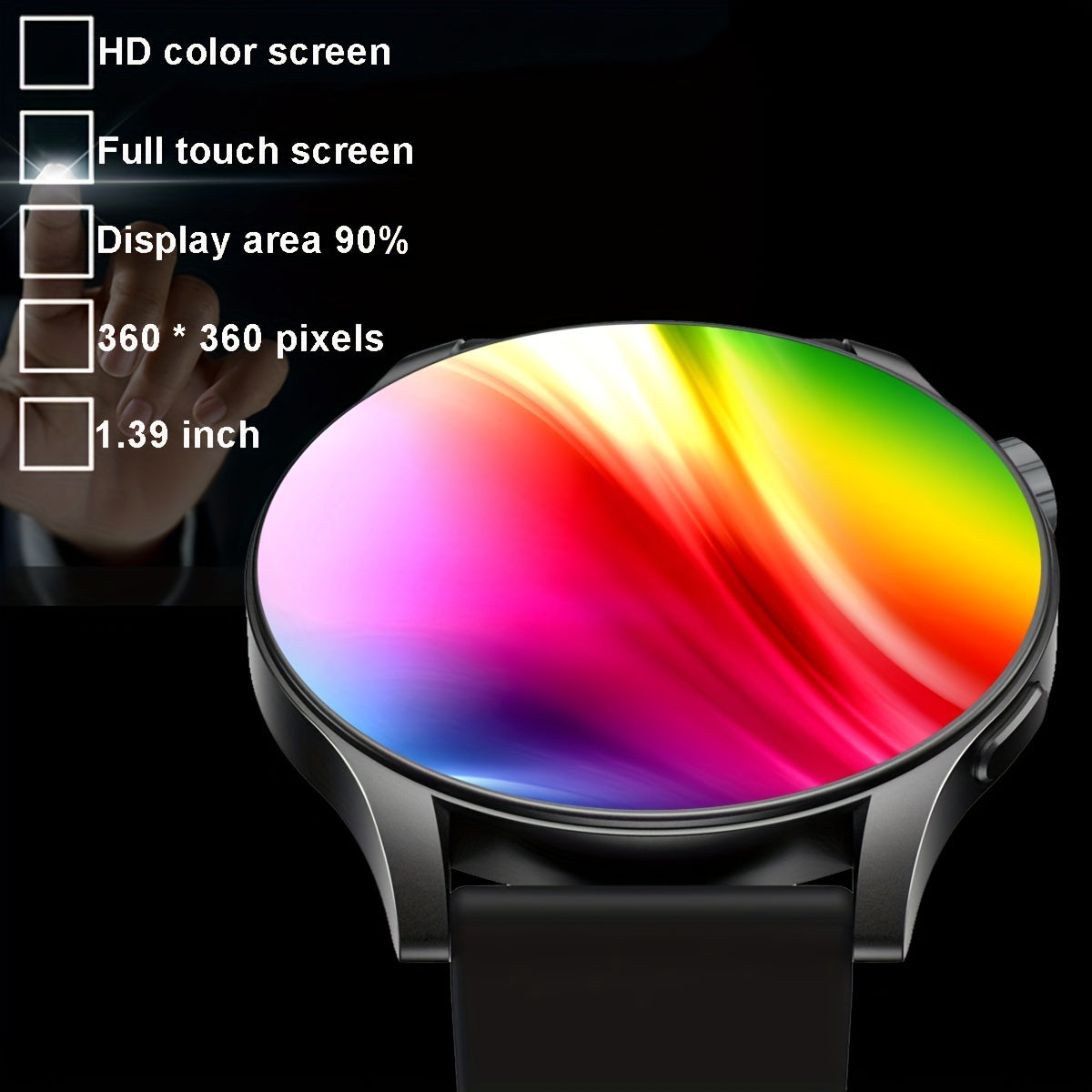 Men's Smartwatch Touch Screen Wireless Connectivity 1.39 Inch Silicone Band