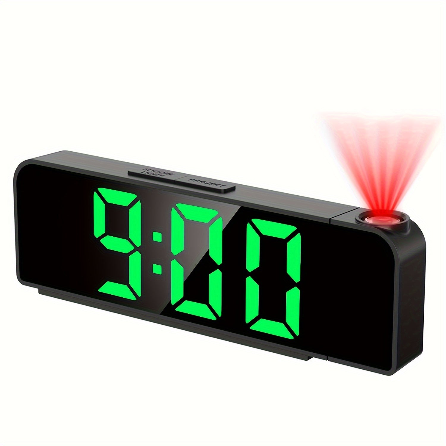 LED Projection Alarm Clock with 180° Rotatable Projector Adjustable Brightness Temperature Display USB Powered for Bedroom or Home Office