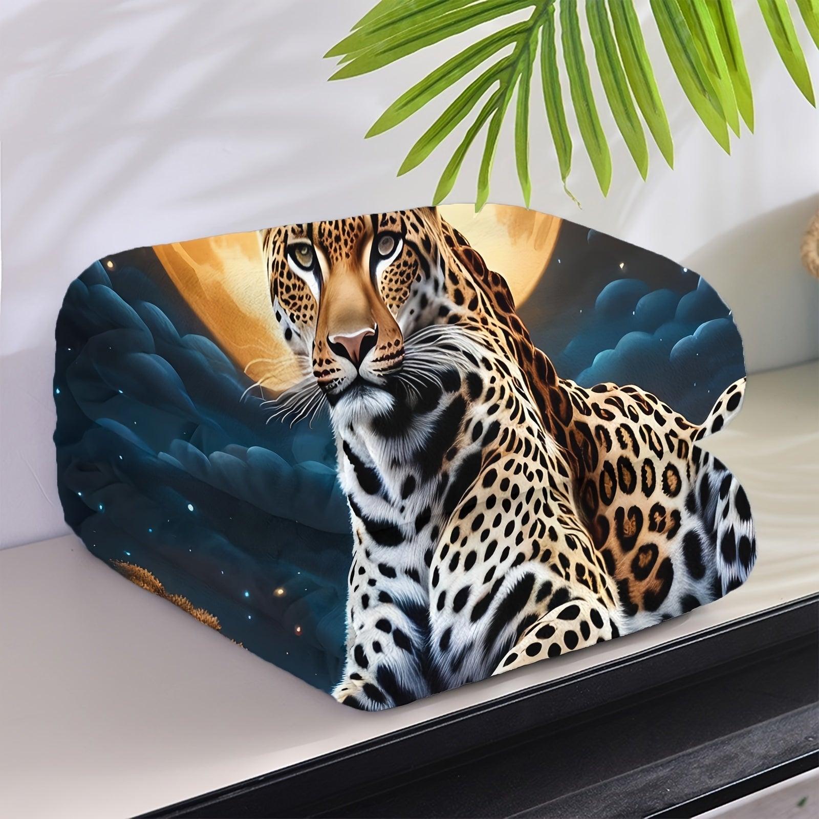 Flannel Fleece Throw Blanket with Jaguar Design for All Seasons Machine Washable Polyester