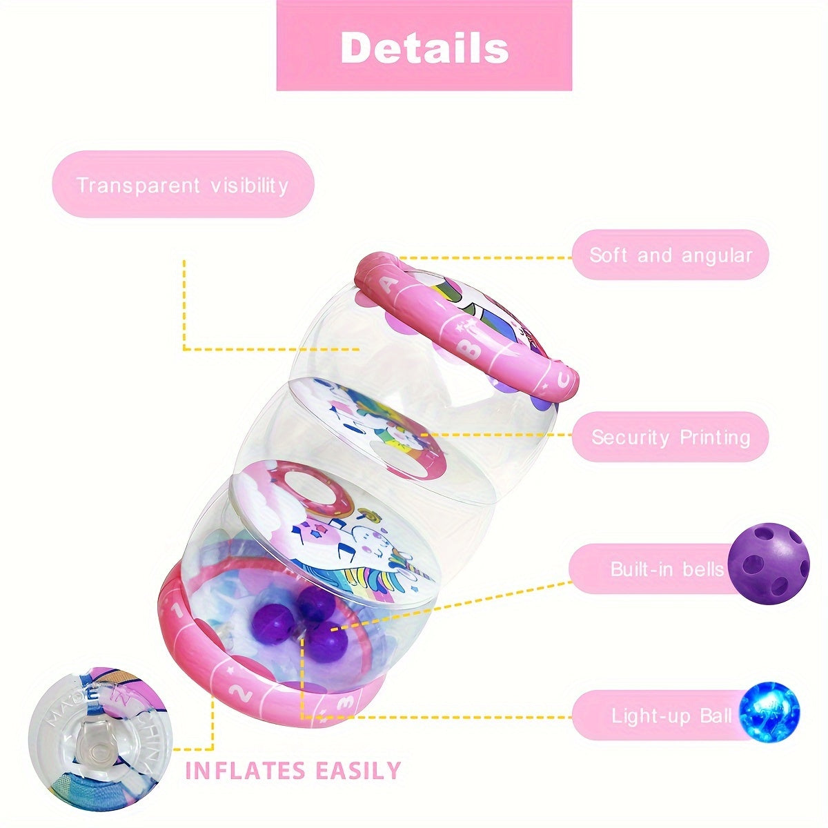 Multicolor PVC Glow Crawling Toy for Kids with Rattle and Ball for Early Development