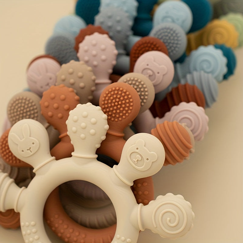 Silicone Teething Toy for Babies 0-3 Years Easy Grip Soft Chew Gift