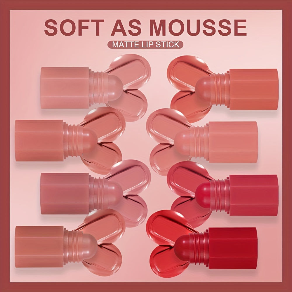 Set de lápiz labial mate de terciopelo para mujer, de cuatro colores, hidratante y no se desvanece