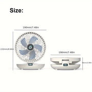 Blue Portable Foldable Fan with Rechargeable Battery for Travel Camping Office