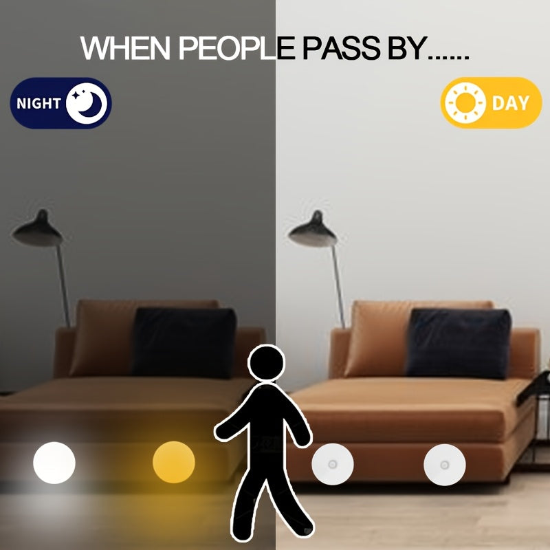 Lámpara LED inteligente recargable para pared con brillo ajustable y sensor de movimiento