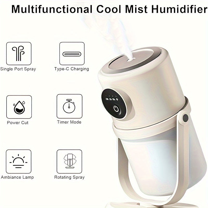 Quiet USB Humidifier for Bedroom and Office 280ml Adjustable Lamp